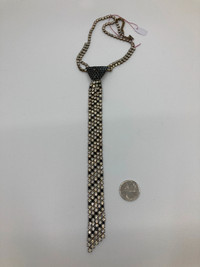 Collier vintage en pierres du Rhin style cravate 1950