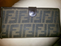 Fendi Zucca Pattern Bifold Kisslock Leather Wallet  Made Italy