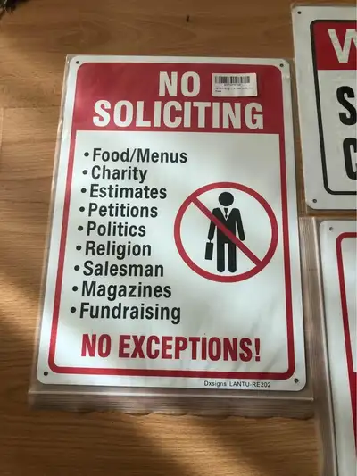 New 10" x 14" Metal Signs - No Soliciting, View more