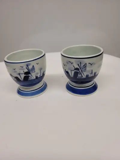 VTG Set of 2 Delft Blue Egg Cups, View more
