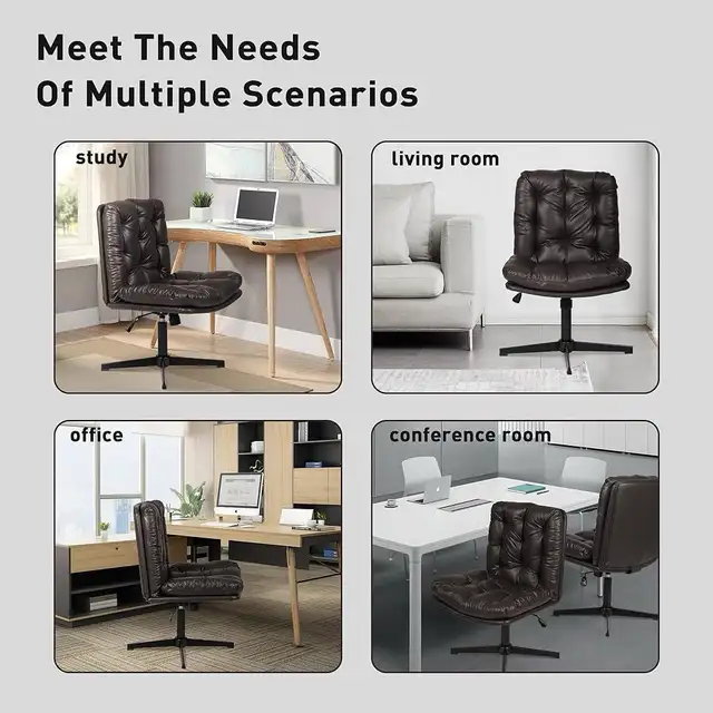High Back Comfy Cross Legged Office Chair No Wheels Armless in Chairs & Recliners in Markham / York Region - Image 10