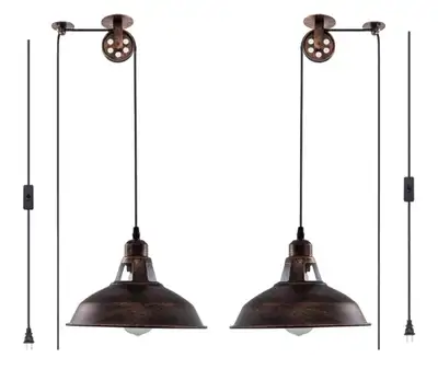 Vintage Industrial Adjustable Wall Pendant Lamp - E26 Base, View more