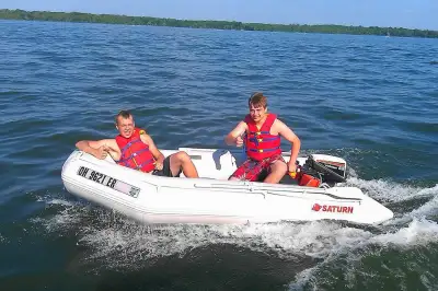 Brand new in a box. Just the boay 11ft Saturn. https://saturninflatableboats.ca/11-saturn-inflatable...