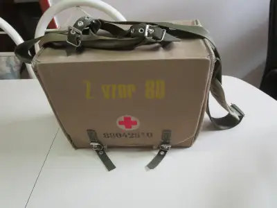 vintage 1980's Czechoslovakian military medical bag , empty, View more