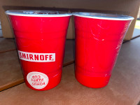 SMIRNOFF REUSABLE PARTY CUPS NEW PLASTIC RED X 24