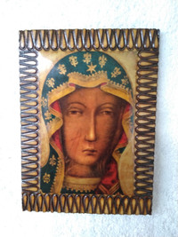 Vintage, Our Lady of Czestochowa Icon on Wood