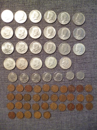 USA Kennedy Franklin Silver Half Dollar lot x 23 + Buffalo Wheat