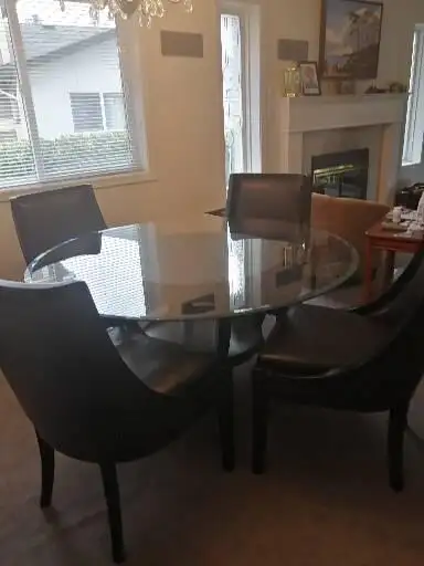 Dining table and chairs, View more