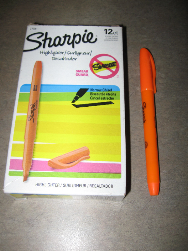 New Box of 12 Orange Narrow Chisel Sharpie Highlighters in Hobbies & Crafts in City of Halifax