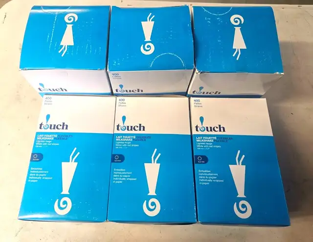 6 Boxes Of 8 in. Plastic Jumbo Clear Wrapped Straws