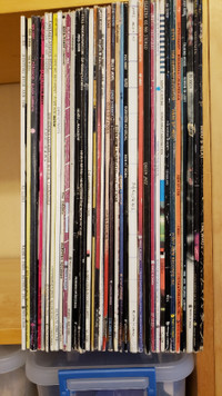 Vinyl records, CDs and cassettes for sale.