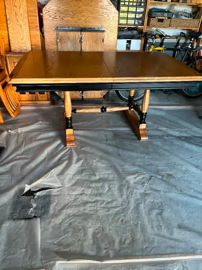 Beautiful refurbished wooden dining table with oak top, View more