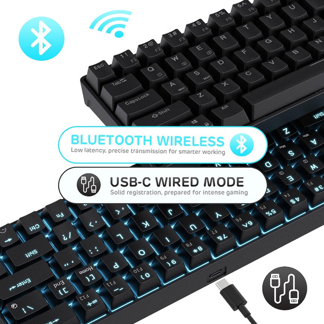 wireless/wired mechanical keyboard 68 keys (65%) in Mice, Keyboards & Webcams in Windsor Region - Image 3