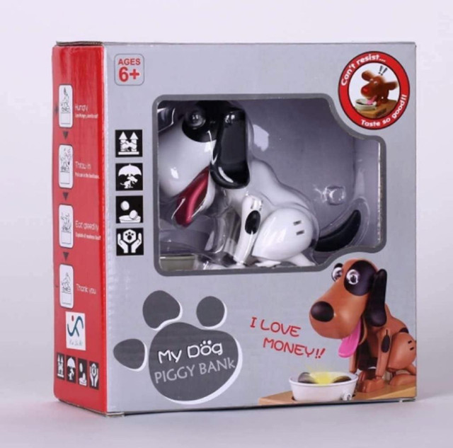 KONGWU Cute Eating Coin Dog Piggy Bank White Spotted Dog Amazing in Toys & Games in City of Toronto