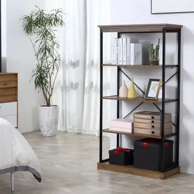 4-Tier Industrial Bookshelf, Floor Standing Display Shelf, View more