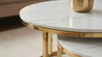 Round Nesting Coffee Table Set of 2, Modern Minimalist Accent Ta, View more