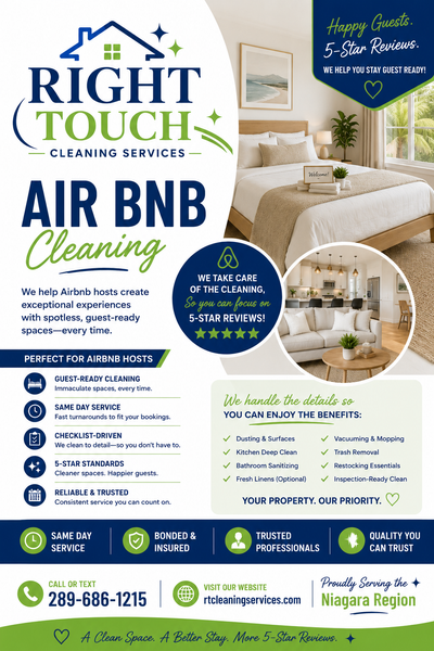 ✨ CLEAN HOMES • HAPPY CLIENTS ✨ Need reliable cleaning in the Niagara Region? Choose Right Touch Cle...