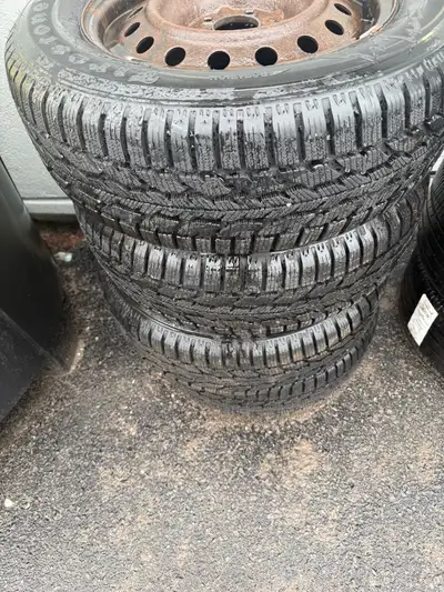 225/60r16 almost new on steel wheels. 5x114.3 bolt pattern. Must go. Car is gone
