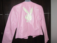 Rare PLAYBOY pink genuine leather women petite jacket S