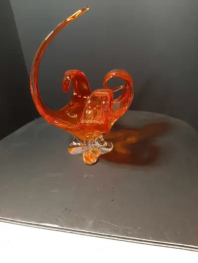 Chalet Canada Orange Hooked Glass Art Approximately 14 inches high Approximately 10 inches Diameter...
