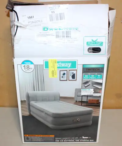 Bestway Twin Air Bed with Built-In AC Pump & Headboard - Used,, View more