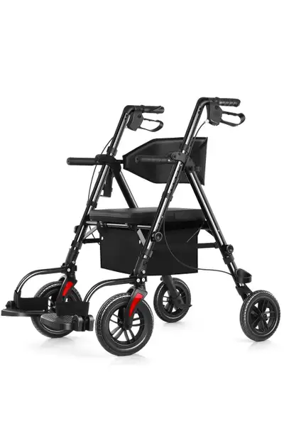 New2-in-1 Rollator Transport Chair–Big Wheels,Adjustable,Lightwe, View more