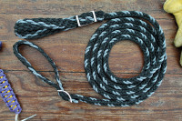 Braided grey/black roping reins