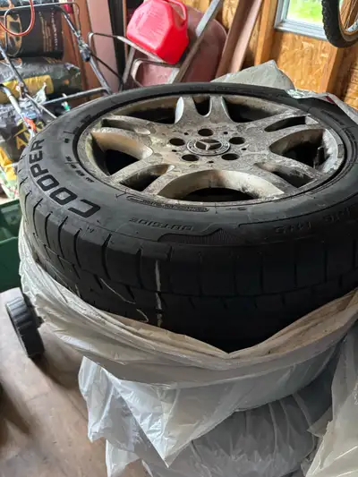 Mercedes tires with rims 255/55 R16, good for two more seasons.