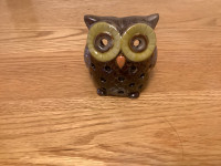 Brown Ceramic Owl Tealight Holder