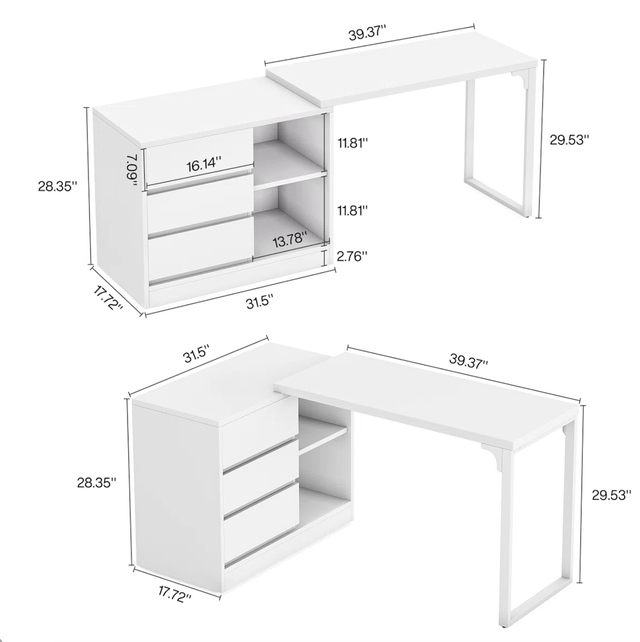 White L-Shaped Computer Desk + Office Chair Set in Desks in Ottawa - Image 3