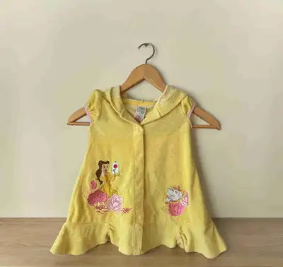Very good preowned condition Disney Princess Beauty & the Beast Belle yellow beach/swim cover up in...
