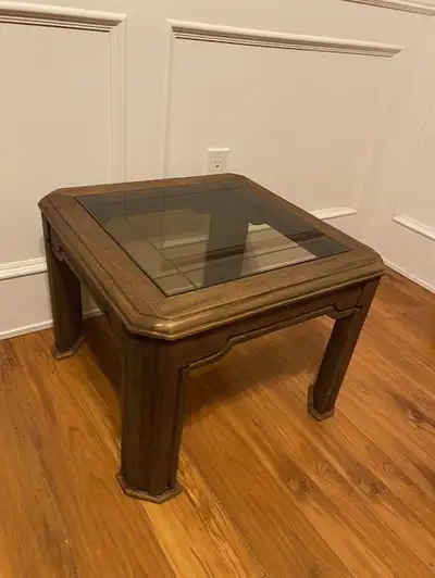 Espresso Wood & Glass Side Table, View more