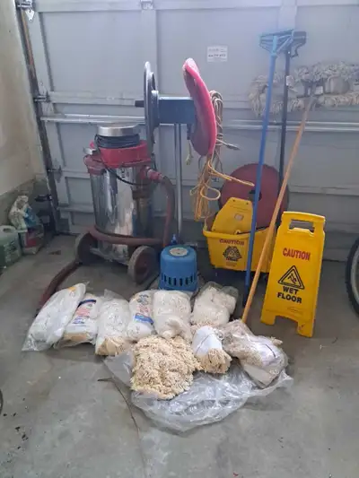Selling floor scrubber and also throwing in the other supplies in picture as a bonus.