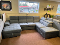 New Pull Out Sectional with Storage Chaise and Ottoman