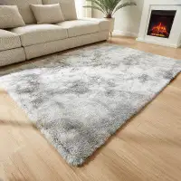 Tapis moelleux poil longue 1,6x2m-Gris claire+taches/Carpet rug