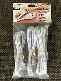 Brand New in Packaging NOMA 3 Pack White Extension Cords 2/3/4m