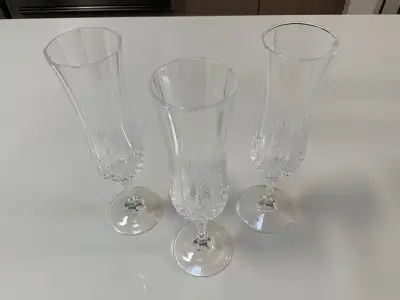Cristal ‘D Arques  Champagne Flutes; 9 in total , View more