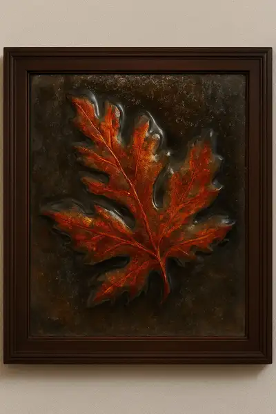 Unique Maple Leaf Wall Art, Framed Canvas Print, Dark Brow, View more