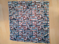 NEW Square Neck Scarf, Aqua/Brown/off White