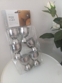 Set of 6 Stainless steel egg cups, NEW, still in box