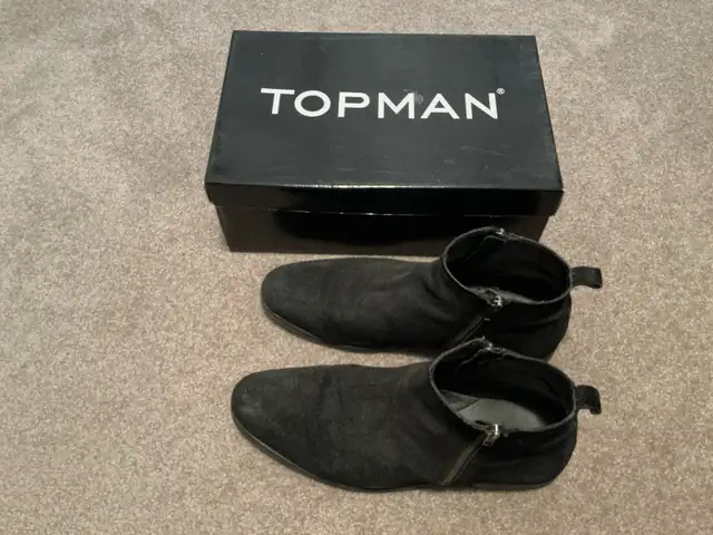 Topman Mens Black Suede Zip Boots in Men's Shoes in City of Toronto - Image 2