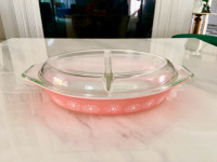 ❤️ Pyrex Pink Daisy Divided Casserole Dish ❤️
