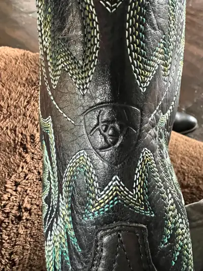 Ariat Women's Cowboy Boots, Size 8EEBlack with Green stitching., View more