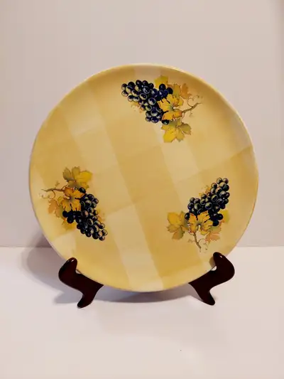 1970s round ceramic serving platter made in Italy, View more
