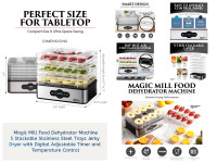 Magic Mill Food Dehydrator | Adjustable Timer & Temp Control