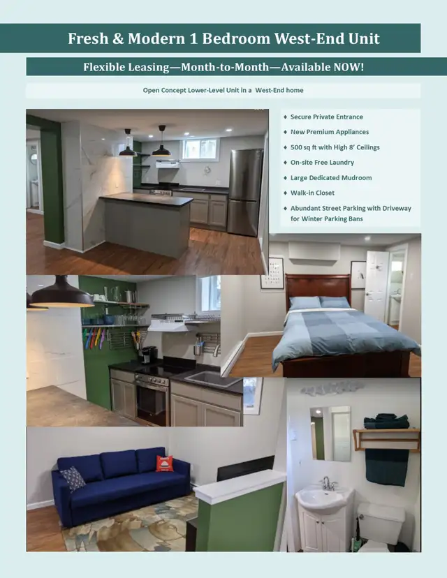 Flexible Term: Fresh Fully Furnished 1-Bdrm Unit: West End in Short Term Rentals in City of Halifax - Image 2
