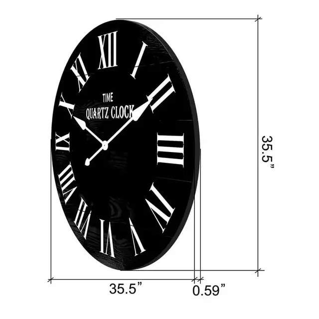 35.5” Farmhouse Large Shiplap Round Wall Clock with Roman in Home Décor & Accents in Markham / York Region - Image 6