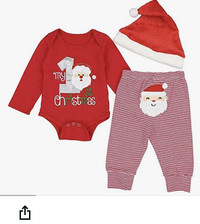 Baby's My 1st Christmas Rompers Bodysuit Santa Claus Pants with
