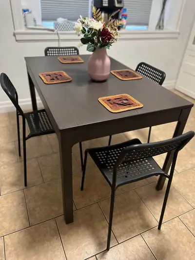 IKEA Extendable Dining Table with 4 chairs,delivery available, View more