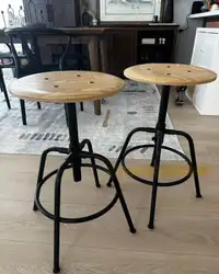 Two bar or kitchen stools (adjustable height)